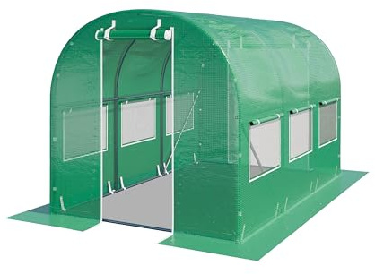 TOOLPORT Foliengewächshaus Gewächshaus 2x3m stabil & langlebig mit Fenster - reißfeste PE Plane 180g/m² grün transparent