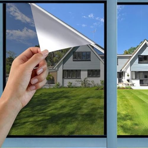 Perfect Cover Protezione UV, pellicola protettiva solare per interni con racla o finestra esterna, pellicola autoadesiva, pellicola per specchi, pellicola per vetri riflettente argento (120X200)