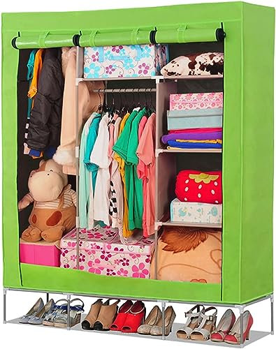 UYSELA Tragbarer Kleiderschrank,3 Türen,offener Schrank,Kleiderständer,großer Kleiderschrank,Umkleideraum mit Kleiderstange,Aufbewahrungsregale (Größe: 170 x 130 x 45 cm,Farbe: B)