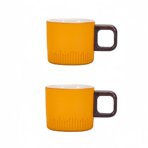 Zurucily Espresso Cups Set of 2, 2 oz Ceramic Espresso Cups, Demitasse Cups for Tea or Coffee (Yellow)