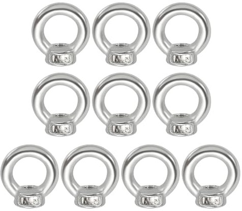 PATIKIL Lifting Eye Nut M3, 10Pcs 304 Stainless Steel Female Thread Nuts Fastener Shoulder Metric Ring for Marine