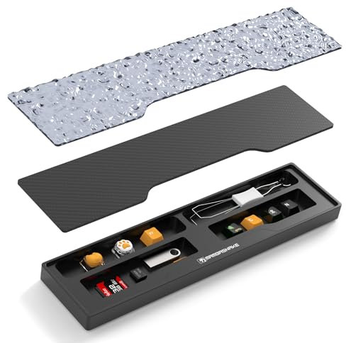 MAMBASNAKE Poggiapolsi per tastiera riponibile in lega di alluminio, supporto per polso con copertura in acrilico, Precisione CNC, poggiapolsi per tastiera ergonomico per tastiera al 60% - Nero