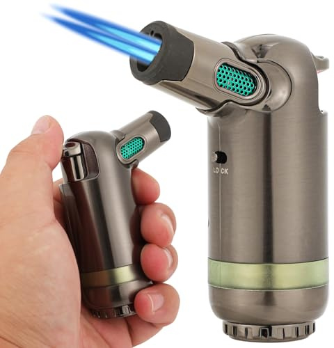 Refillable Butane Torch Lighter - Super Long Flame, Windproof, Adjustable for Welding, Soldering, Cooking, Creme Brulee, Baking (Butane Gas Not Included)