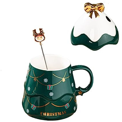FUNOMOCYA Weihnachtstasse Aus Keramik Winterbecher Mit Christbaum-design Tasse Für Kinder Und Familie Geeignet Für Zuhause Und Büro