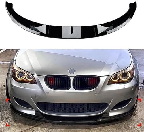 ZWBC Auto Frontlippe Spoiler für BMW 5 Series E60 E61 M5 2005-2010,Frontstoßfänger Lippen Körper Autoteile, Antikollisionsschutz, Frontspoiler Protector Splitter Kit,Gloss Black