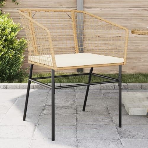 LAPOOH Gartenstühle 2 STK. mit Kissen Braun Poly Rattan, Gartenmöbel, Terrassenstühle, Balkon Stühle, Balkonstuhl, Garten Stühle Für Draussen - 369101