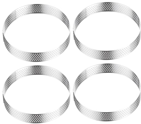 Westmark Tartelette-Rahmen 4 Stk. – Perfekte Tarte- und Quicheformen – Gleichmäßiges Backergebnis dank Perforation – Silber, 4 x Ø 8 cm