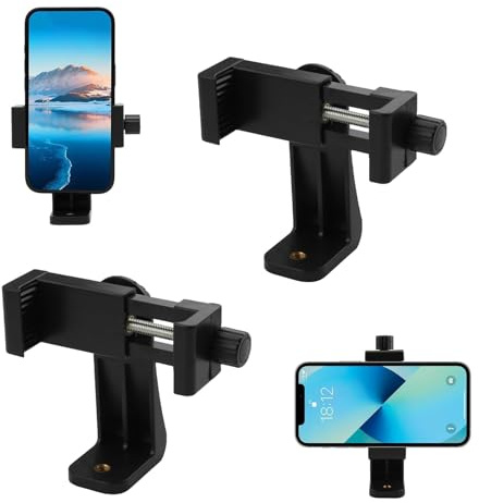 Lot de 2 adaptateurs de trépied pour téléphone portable - Clip universel pour smartphone pour trépied, perche à selfie et monopode, rotatif pour portrait et paysage
