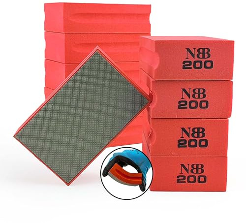 NBB Almohadilla diamantada para lijar y pulir Bloques Diamante de Lijado Pulido Almohadillas a Mano de Diamante con Respaldo de Espuma para moliendar Granito mármol Piedra Vidrio cerámica (10, 200#)
