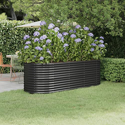 Xichuzi Hochbeet Pulverbeschichteter Stahl 224x80x68 cm Anthrazit, Palettenrahmen, Hochteich, Gemüsebeet, Kräuterregal Balkon, Blumenbeet, Kräuterspirale, Tomatenbeet, Pflanzhochbeet - 318956