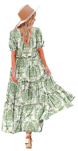 YESNO Women Summer Dress Causal Short Sleeve Floral Maxi Dress with Pockets M ETXUK CR425