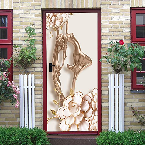 Türtapete selbstklebend TürPoster 3D Blumen&Schönheit Türtapete Selbstklebend Fototapete Türfolie Poster Tapete Abnehmbar Wandtapete für Wohnzimmer Küche Schlafzimmer B100 x H200cm