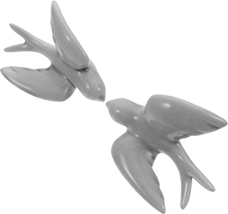 TOPBATHY Decorazione da Parete Piccolo Volatile in Ceramica 3d 2 Pezzi