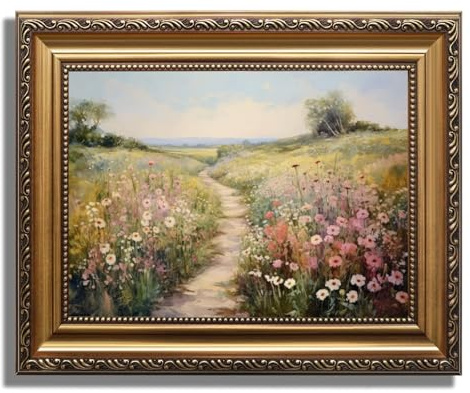 AGOLINE Vintage Gold Framed Wall Art(12x16in)- Wildflower Wall Art for Living Room Bedroom kitchen Canvas Prints Vintage Retro Home Décor