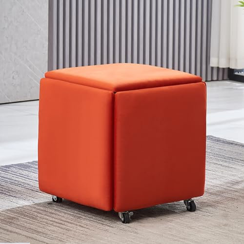 5 in 1 Drehhocker Ottomane Hocker mit stapelbarem Design Samt Sitzwürfel für Wohnzimmer und Schlafzimmer