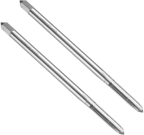 sourcing map Gewindebohrer mit gerader Nut, M6 x 1 H2, 120 mm, extra lang, metrisch, Maschinengewindebohrer, Hochgeschwindigkeitsstahl 6542 (HSS 6542), 2 Stück