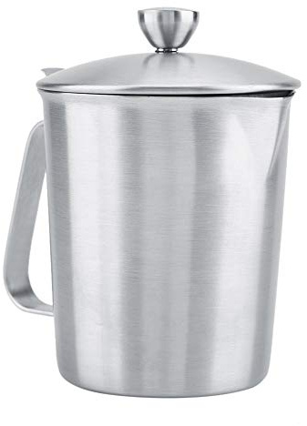 RASTKY Pichet à mousse de lait en acier inoxydable avec couvercle et mesure - Tasse à café pour latte art (500 ml)