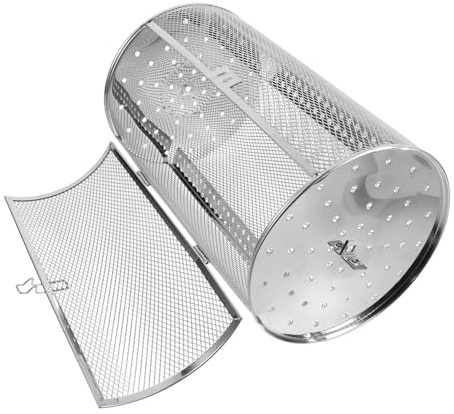 BESTonZON Cesta Giratoria De Acero Inoxidable Para Horno y Barbacoa Jaula Asadora De Para Frutos Secos Carne y Verduras Accesorio Para Freidora De Aire y Asador Rotatorio De Cocina