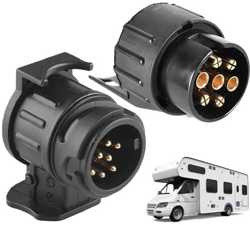 Jiavlyx 2 Pezzi Adattatore Rimorchio, Adattatore 13 A 7 Poli + Adattatore 7 A 13 Poli, Camion Caravan Gancio Traino Spina Rimorchio, Adattatore Spina Rimorchio, Sistemi A 12 V, per Rimorchi, Roulotte