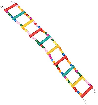 HEMOTON Échelle Ludique en Jouet Colorées Perles Bois Perroquet pour Design Exercice Amusement pour Petits Oiseaux en Cage