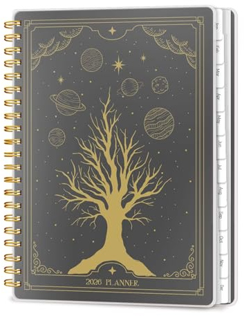 2026 Diary A5 Week to View, Weekly and Monthly Planners, Spiral Bound Daily Calendar 2026 Planner, 12 Month Agenda Organizers from Jan. to Dec., Flexible Cover Appointment Book(Tarrow Tree)