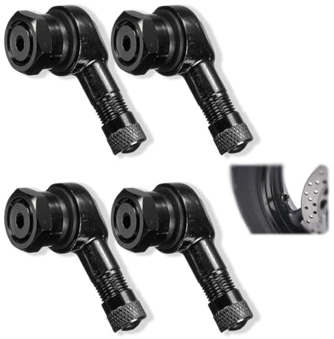 JYNXOR 4pcs Adaptadores de Tapas de Válvula de Neumático con Extensiones de Válvula de 90 Grados para Motocicletas, Válvula de Neumático, Accesorio Universal para Mantener la Presión de los Neumáticos