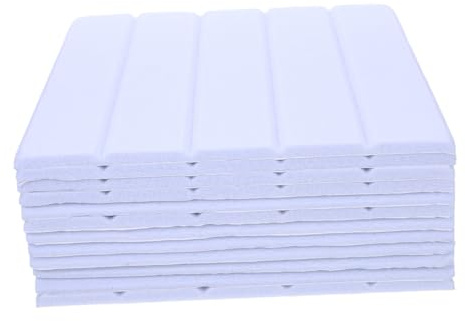 12pcs Self-adhesive Acoustic Absorption Panels Wall Tiles | Polyethylene Build, Vertical Stripe Design, White Finish, for Commercial Projects and Conference Rooms