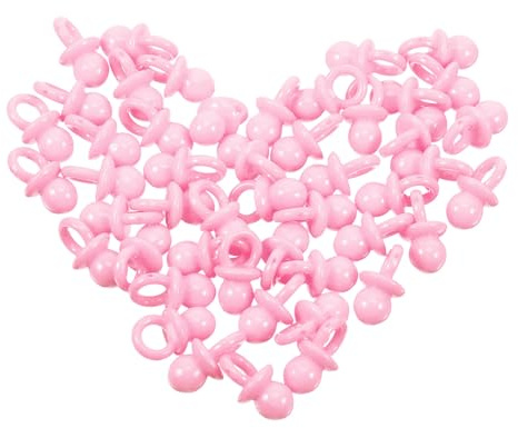 FUNNETOYU Miniature Decorations for Shower Games and Favors of Acrylic Pink Soothers Thoughtful Party Scatter for Boy Born Celebrations