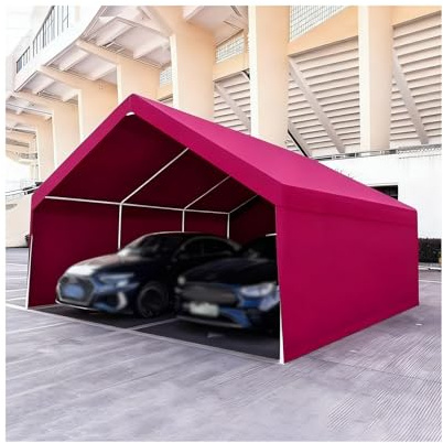 Großes, Robustes Carport-Überdachung Mit Verstärktem Rahmen Für PKW, Wohnmobil, SUV Und Traktor(Red,16x16x6.5ft)