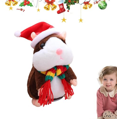 Talking Hamster Repeats What You Say Mimicry Pet Plush Buddy Electronic Mouse Interactive Toy Funny Kids Stuffed Toys Say Autism Sensory Hamster Toy for Boy Girl (Brown)