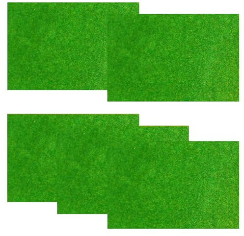 5 Piècess Tapis de pelouse pour modélisme ferroviaire 20 x 30 cm Tapis d'herbe Aménagement paysager, Modèle De Gazon, Décoration de gazon artificiel pour Modèle de Paysage, Jardin, Balcon (Vert A)