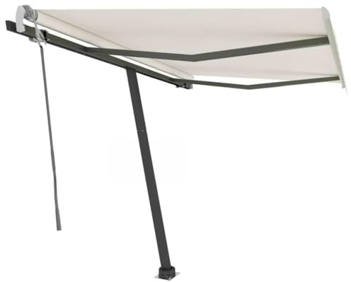 Standmarkise Manuell Einziehbar 300x250 cm Creme, UV- & Wasserbeständig, Aluminiumrahmen, für Terrasse, Garten & Außenbereich