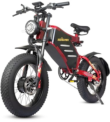 RZOGUWEX Electric Bicycle, 160 nm 20 Inch Off-Road EBIKE for Adults with 48V 30AH Detachable Lithium Ion Battery, 7 Speed with Dual Shock Absorbers and Hydraulic Disc Brake