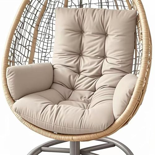 Generisch Hängesessel Kissen Outdoor 10 cm, Polster Auflage für Hängekorb und Schaukelkorb, wasserabweisend, weich gefüllt, mit Bindebändern für Garten, Terrasse, Wohnzimmer,Khaki