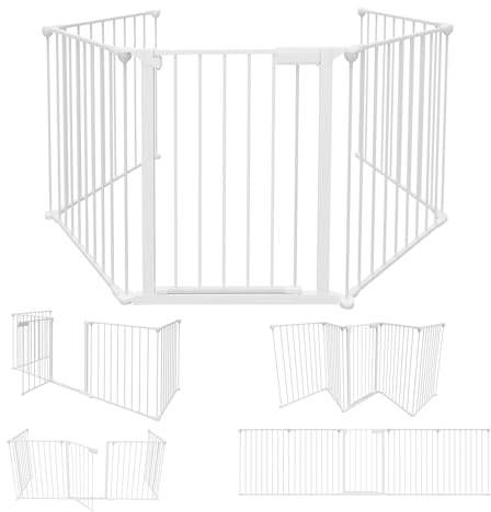 Peviasot Rejilla de protección para chimenea con puerta de metal, 310 cm, rejilla de seguridad plegable con mecanismo de apertura a presión, rejilla de protección para seguridad infantil, 5 piezas