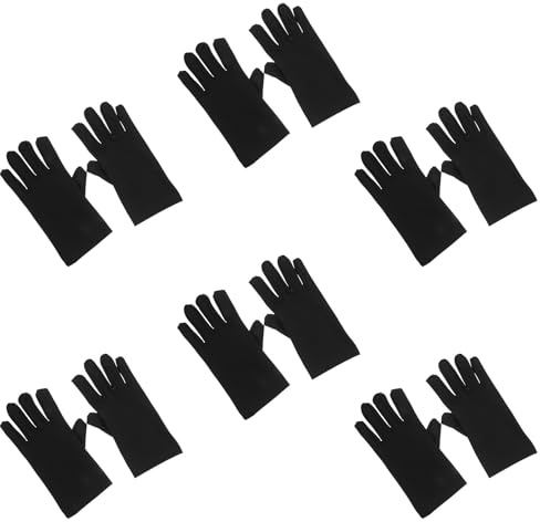 LIFKICH 6 Paar Dünne Schwarze Baumwollhandschuhe für Schmuckreinigung und Filmarbeiten Weiche Stoffhandschuhe für Damen und Herren Hautfreundlich und Staubfrei