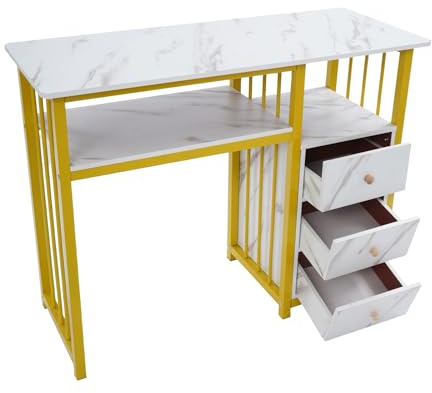 Nageltisch, Nagelschreibtisch mit 3 Schubladen, 100*40*76cm Schminktisch | Computertisch Wohnzimmer Modern, Maniküre Tisch für Wohnzimmer, Büros, Schönheitssalons