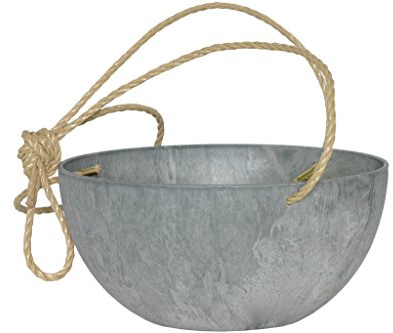 Artstone Pflanzgefäß Blumenampel Fiona, frostbeständig und leichtgewichtig, Grau, 31x15cm