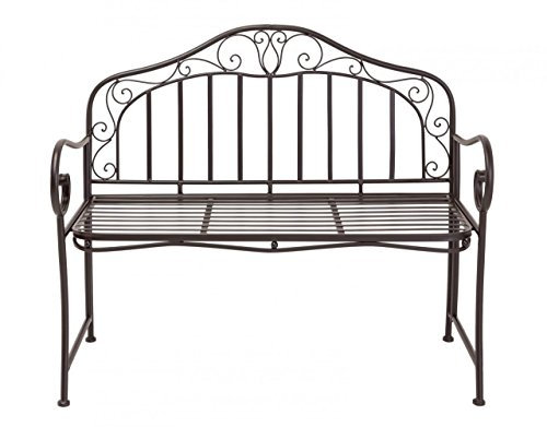 CASA Eisenbank Martino 110 cm Metallbank mit Armlehne dunkel antik