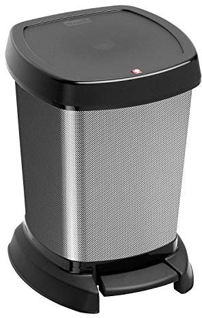 Rotho Paso Mülleimer 6l für das Bad mit Deckel, Kunststoff (PP) BPA-frei, carbonmetallic, 6l (23.4 x 21.9 x 29.2 cm)