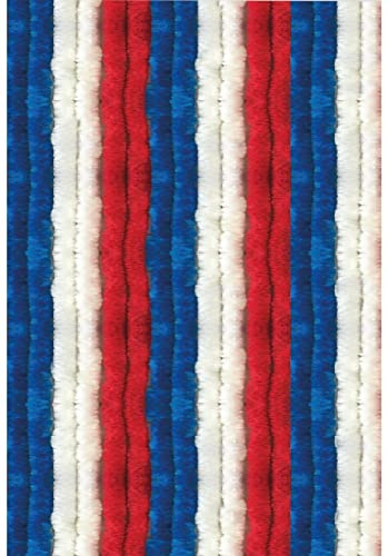 Arsvita Flauschvorhang, Chenille Vorhang, Insektenschutz für den Sommer Extrabreit, Auswahl: 140x220 Unistreifen rot - weiß - blau