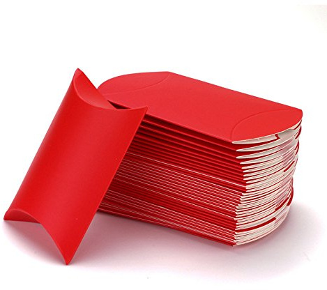 50 Stück Konfektschachtel-Boxen Kissen aus Kraft-Papier einfaches Do it yourself rot