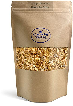 Crunchy Queen Feige-Walnuss Granola Knuspermüsli | handgemacht | Crunchy Topping für Smoothiebowl & Müsli | vegan | Müsli ohne Zucker | 100% natürlich | (340g)