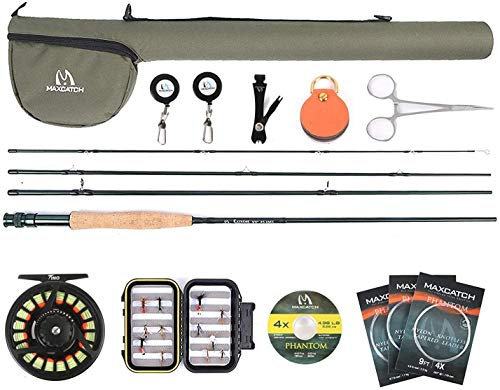 MAXIMUMCATCH Extreme Fliegenrute Combo 3/5/6/8 wt Fliegenrute und Fliegenrolle Outfit mit Angelausrüstung (Neue Combo-8 wt -9' Half-Handgriff Rute, 5/6 wt Fliegenrolle)