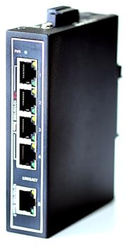 WIWAV WDH-5GT-POE 10/100/1000Mbps Commutateurs Ethernet industriels PoE 5 Ports Non gérés avec Rail DIN/Montage Mural (sans Ventilateur, -30 ℃ ~ 75 ℃)