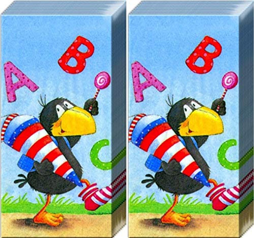 20 Taschentücher (2x10) Rabe Socke ABC | Schulanfang | Einschulung | ABC