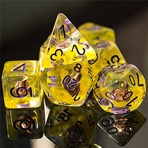 World of Dice Würfelset Magier Feuerball - 7 TLG. Rollenspiel-Würfel-Set für Pen and Paper, z. B. Dungeons and Dragons, Das Schwarze Auge, Pathfinder