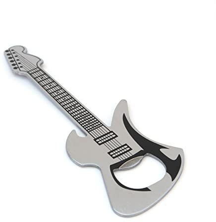 Suck UK Guitar Bottle Opener - Heavy Duty Stainless Steel Flat Bar Blade | Beer Cap Remover | Pub & Home Bar Accessory | Pocket Size Kitchen Gadgets | Novelty Gift for Men & Music Lovers | Rock n Roll