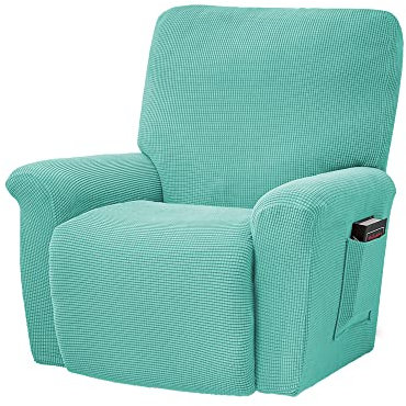 Highdi Jacquard Sesselbezug, Sesselschoner für Relaxsessel Komplett, Minimalistisch Einfarbig Relaxsessel Bezüge 1 Stück, Stretchhusse für Fernsehsessel Liege Sessel (Blasses Türkis)