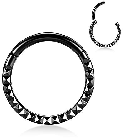 AROWRO 16 g rostfritt stål septum clicker daith rook tragus helix brosk lobe septum piercing smycke orm/pyramid/pil/stjärna design fällbar segmentring, Rostfritt stål